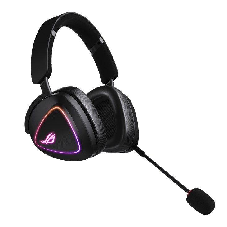 Casque gaming sans fil ROG Delta II avec micro amovible et logo RGB rose